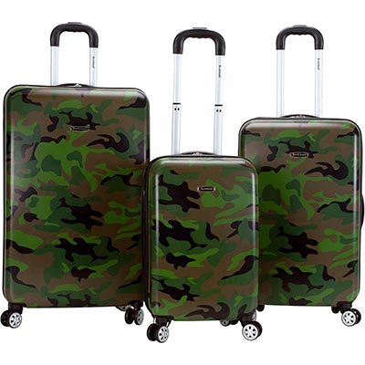 Rockland Safari Hardside Spinner Wheel Luggage, Camouflage, 3-Piece Set (20/24/28)