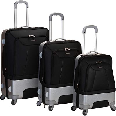 Rockland Rome Hybrid Spinner Wheel Luggage, Black, 3-Piece Set (20/24/28)