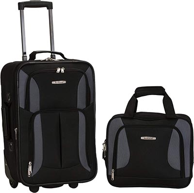 Rockland Fashion Softside Upright Luggage Set, Black/Gray, 2-Piece (14/19)