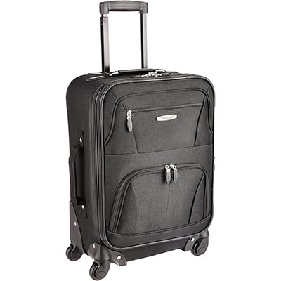 Rockland Pasadena Softside Spinner Wheel Luggage, Black, Carry-On 19-Inch