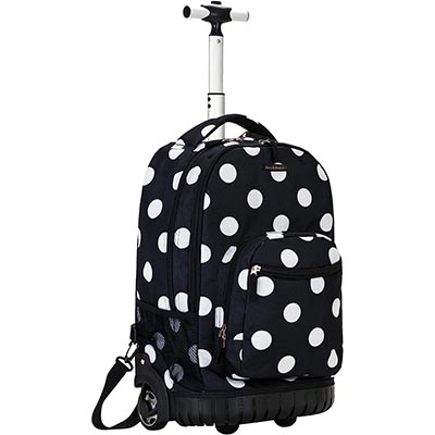Rockland Single Handle Rolling Backpack, Black Dot, 19-Inch