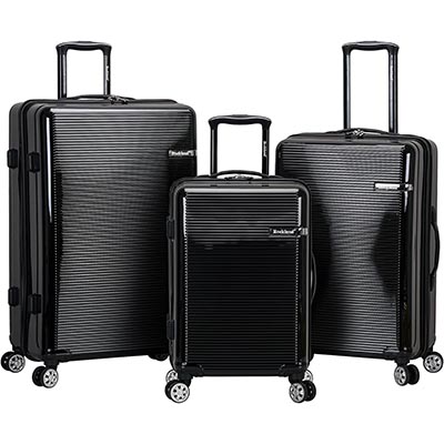 Rockland Horizon Hardside Expandable Spinner Wheel Luggage, Black, 3-Piece Set (20/24/28)